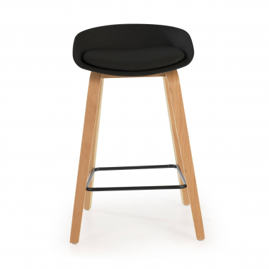 tabouret de bar noir tabouret pieds en bois simil cuir sans accoudoirs 3