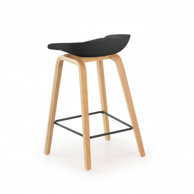 tabouret de bar noir tabouret pieds en bois simil cuir sans accoudoirs 5