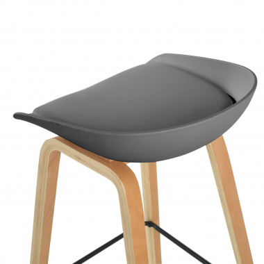 tabouret de bar gris tabouret pieds en bois simil cuir sans accoudoirs 4