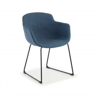 chaise de conference noir bleu structure pietement luge maille accoudoirs fixes 1