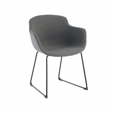 chaise de conference noir noir structure pietement luge maille accoudoirs fixes 1