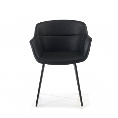 chaise de conference noir noir 4 pattes simil cuir accoudoirs rembourres 3