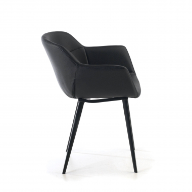 chaise de conference noir noir 4 pattes simil cuir accoudoirs rembourres 6
