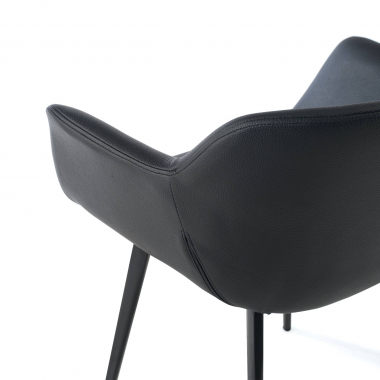 chaise de conference noir noir 4 pattes simil cuir accoudoirs rembourres 4