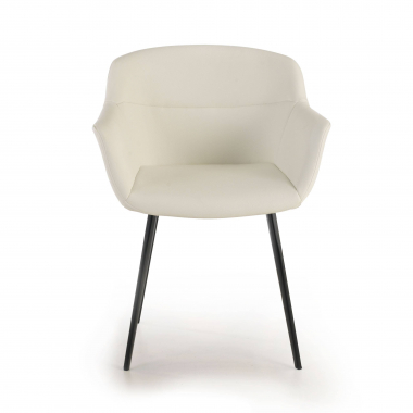 chaise de conference noir blanc 4 pattes simil cuir accoudoirs rembourres 2
