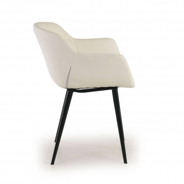 chaise de conference noir blanc 4 pattes simil cuir accoudoirs rembourres 4