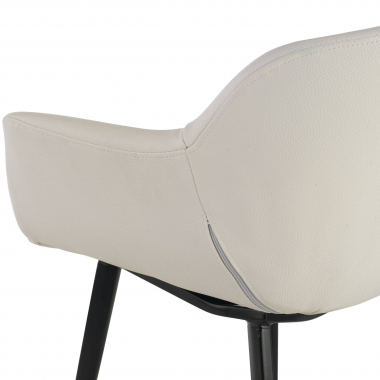 chaise de conference noir blanc 4 pattes simil cuir accoudoirs rembourres 3