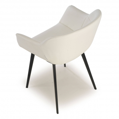 chaise de conference noir blanc 4 pattes simil cuir accoudoirs rembourres 5