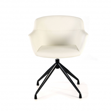 chaise de conference noir blanc base pyramide simil cuir accoudoirs rembourres 3