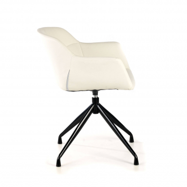 chaise de conference noir blanc base pyramide simil cuir accoudoirs rembourres 6