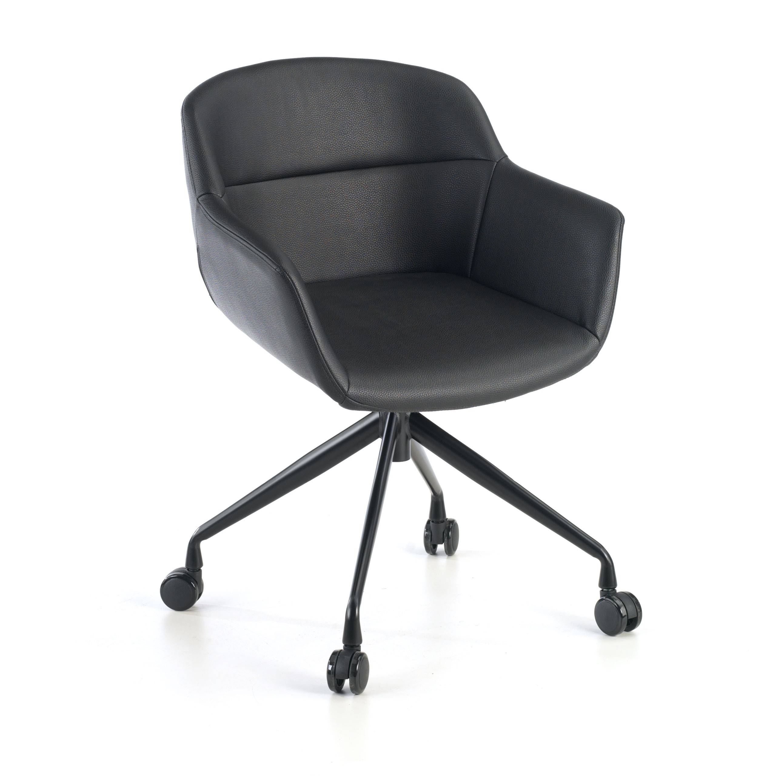 Chaise Pivotante Ores, à roulettes, Design Moderne, Cuir