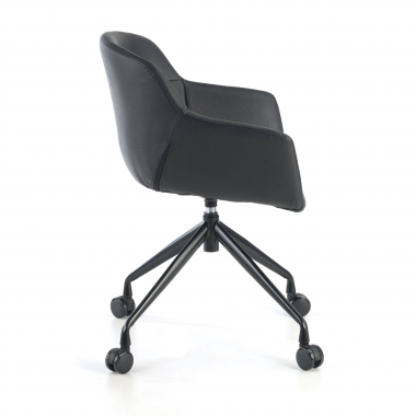 chaise de conference noir noir avec roulettes simil cuir accoudoirs rembourres 6