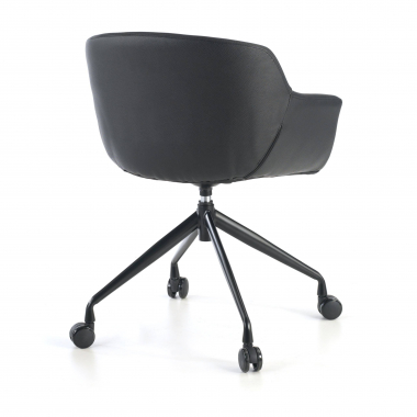 chaise de conference noir noir avec roulettes simil cuir accoudoirs rembourres 7
