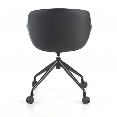 chaise de conference noir noir avec roulettes simil cuir accoudoirs rembourres 8