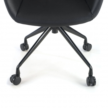 chaise de conference noir noir avec roulettes simil cuir accoudoirs rembourres 5