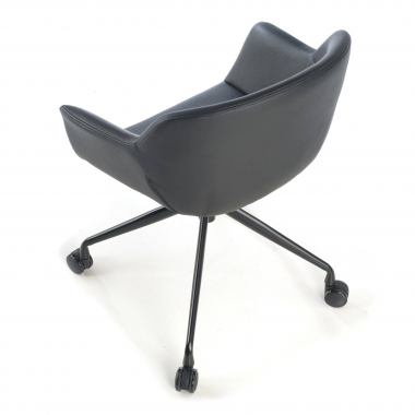chaise de conference noir noir avec roulettes simil cuir accoudoirs rembourres 4