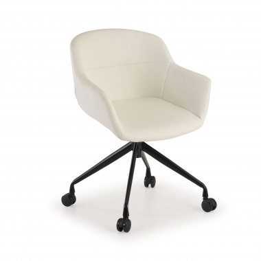chaise de conference noir blanc avec roulettes simil cuir accoudoirs rembourres 1