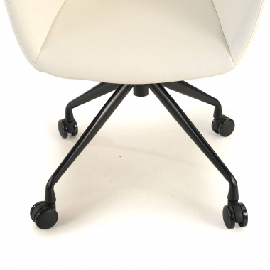 chaise de conference noir blanc avec roulettes simil cuir accoudoirs rembourres 4