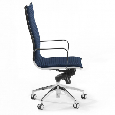 chaise de bureau bleu structure chromee similicuir simil cuir accoudoirs fixes 6