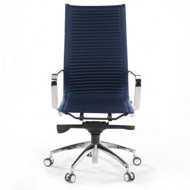 chaise de bureau bleu structure chromee similicuir simil cuir accoudoirs fixes 3