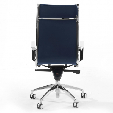chaise de bureau bleu structure chromee similicuir simil cuir accoudoirs fixes 7