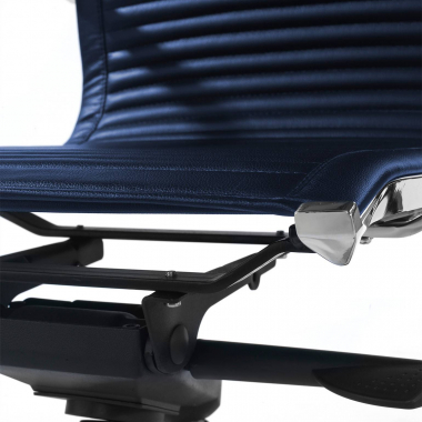 chaise de bureau bleu structure chromee similicuir simil cuir accoudoirs fixes 4