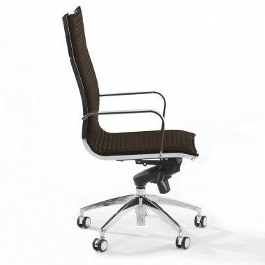chaise de bureau marron structure chromee similicuir simil cuir accoudoirs fixes 7