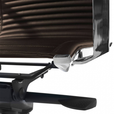 chaise de bureau marron structure chromee similicuir simil cuir accoudoirs fixes 4