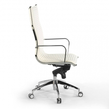 chaise de bureau blanc structure chromee similicuir simil cuir accoudoirs fixes 6