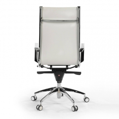 chaise de bureau blanc structure chromee similicuir simil cuir accoudoirs fixes 7