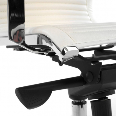 chaise de bureau blanc structure chromee similicuir simil cuir accoudoirs fixes 8