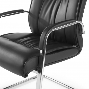 chaise de conference noir pietement luge cuir naturel cuir authentique accoudoirs rembourres 7
