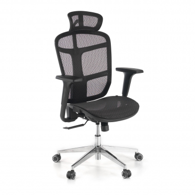 chaise teletravail noir dover maille accoudoirs reglables 1d appui tete 1