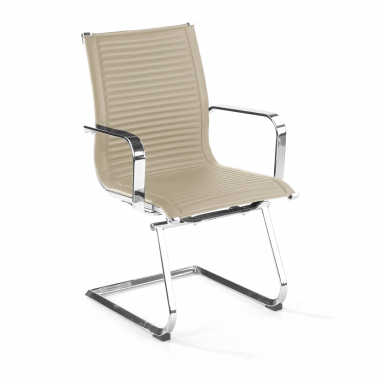 chaise de conference beige structure chromee similicuir simil cuir accoudoirs fixes 1