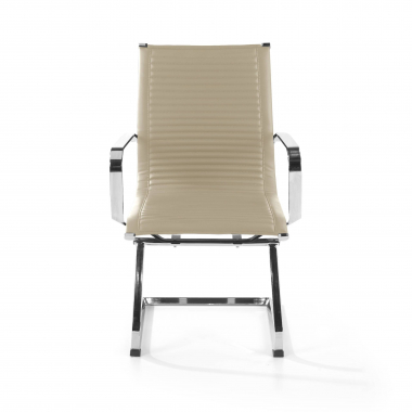 chaise de conference beige structure chromee similicuir simil cuir accoudoirs fixes 3