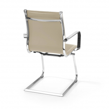 chaise de conference beige structure chromee similicuir simil cuir accoudoirs fixes 6