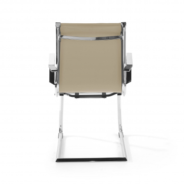 chaise de conference beige structure chromee similicuir simil cuir accoudoirs fixes 7