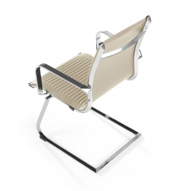 chaise de conference beige structure chromee similicuir simil cuir accoudoirs fixes 8