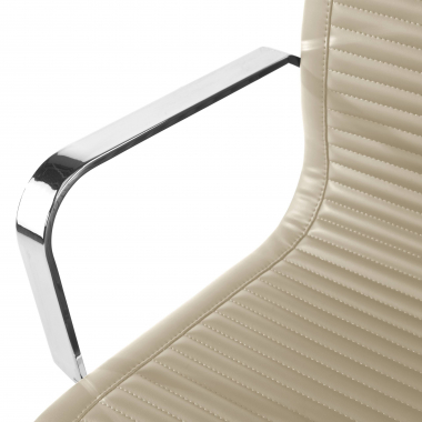 chaise de conference beige structure chromee similicuir simil cuir accoudoirs fixes 5