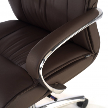 fauteuil de bureau marron respaldo bajo cuir naturel cuir authentique accoudoirs rembourres 5