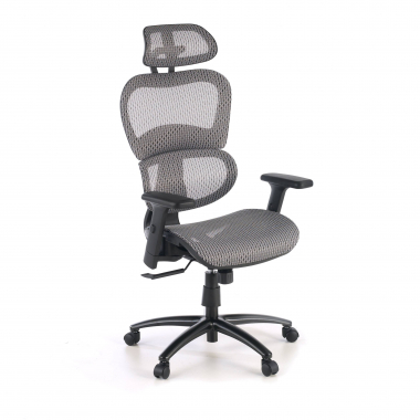 chaise ergonomique gris structure noire maille accoudoirs reglables 3d double soutien lombaire appui tete 1