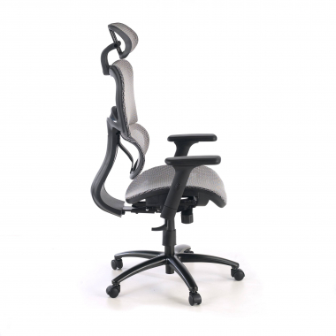 chaise ergonomique gris structure noire maille accoudoirs reglables 3d double soutien lombaire appui tete 8