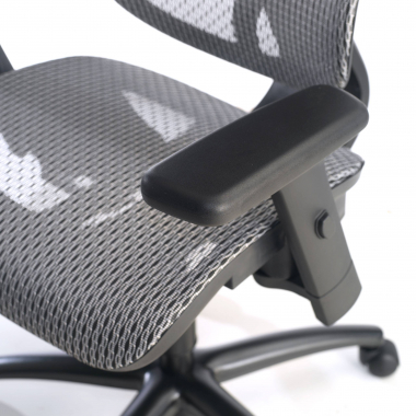 chaise ergonomique gris structure noire maille accoudoirs reglables 3d double soutien lombaire appui tete 7