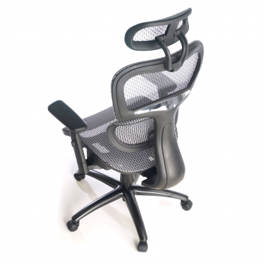 chaise ergonomique gris structure noire maille accoudoirs reglables 3d double soutien lombaire appui tete 10