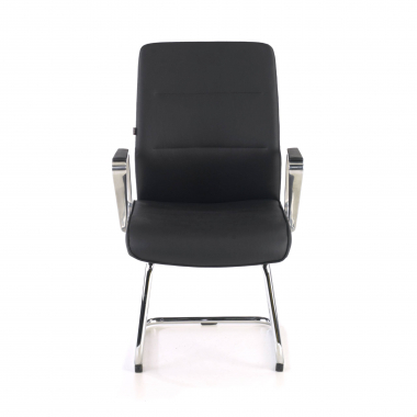 chaise de conference noir structure pietement luge simil cuir accoudoirs rembourres 3