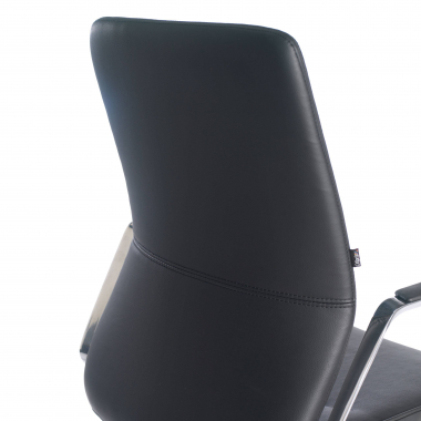 chaise de conference noir structure pietement luge simil cuir accoudoirs rembourres 5