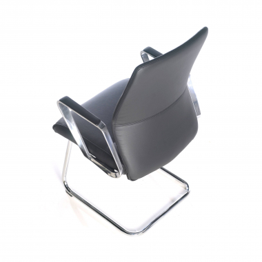 chaise de conference noir structure pietement luge simil cuir accoudoirs rembourres 6