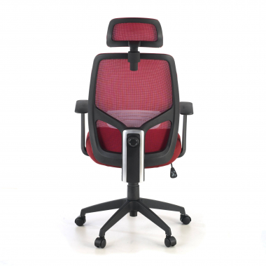 chaise de bureau rouge argos maille accoudoirs fixes appui tete 7