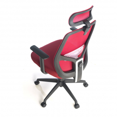 chaise de bureau rouge argos maille accoudoirs fixes appui tete 8