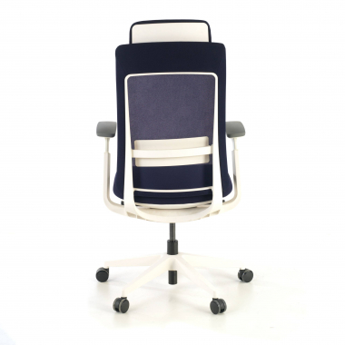 chaise ergonomique blanc bleu structure blanche tissu accoudoirs reglables 3d 8